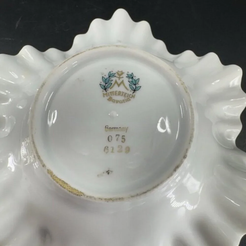 Mitterteich Bavaria Germany Fine Porcelain Dish Plate Trinket Holder Ruffled VTG
